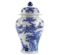 Fanquare Vase en Porcelaine Bleu et Blanc de Style Chinois Ming - Motif Fleur de Prunier et Oiseaux - Hauteur 35cm