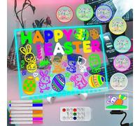 Fanrui 7 couleurs effacer sec acrylique avec lumière, multicolore 11,8 X 7,9" Télécommande Tableau d'affichage LED Messages,Bureau note de mémo lettre LED verre tableau noir cadeaux pour enfants