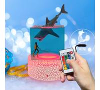 Fanrui Megalodon Veilleuse en résine faite à la main en forme de requin et de plongeur, 16 couleurs changeantes, décoration de bureau avec télécommande, convient pour la décoration de la maison, de la