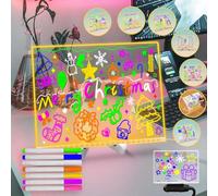 Fanrui Tableau blanc acrylique effaçable à sec de 11,8 x 7,9 pouces avec couleurs, tableau mémo lumineux à LED pour enfants, alimentation USB, réinscriptible, intensité réglable, veilleuse