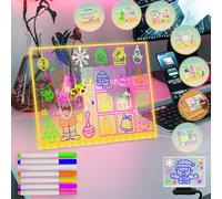 Fanrui Tableau blanc en acrylique effaçable à sec avec variateur d'intensité - 40,6 x 30,5 cm - Tableau blanc LED transparent avec support réglable pour bureau, tablette mémo en acrylique avec 7