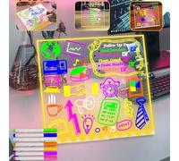Fanrui Tableau d'Affichage LED 20 x 20 cm Avec Stylo 7 Couleurs, Tableau Blanc Lumineux 2024 Avec Support Réglable (M Lumière Chaude)