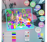 Fanrui Tableau d'affichage LED de 41,5 cm x 31 cm avec télécommande, tableau acrylique effaçable à sec avec lumière, minuteur, variateur d'intensité et 7 stylos, tableau lumineux comme un mémo