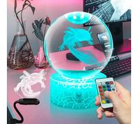 Fanrui Veilleuse 3D Axolotl en cristal avec boule de verre à intensité variable, USB tactile, 16 couleurs, télécommande, cadeau Axolotl, décoration artistique, cadeaux pour enfants, hommes, femmes,