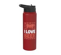 Fans de barbecue I Love Beef Cow Ranching Stainless Steel Insulated Water Bottle