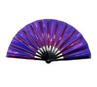 Fans pour danser en ligne, fan de main pliant holographique portable pour extérieur, mariage, fête, décoration, violet