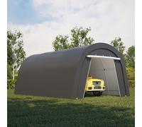 FansaFurn Abri de voiture bombé, garage portable rond de 3 x 6 m, abri de voiture en acier robuste avec piquets, tendeur et 2 fenêtres enroulables en tissu PE Port de voiture, garage, abri de