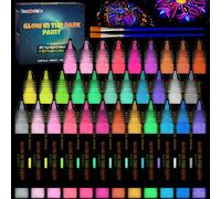 FansArriche Peinture Phosphorescente 32 × 20 ml, Peinture Glow in the Dark | Peinture Textile 3D Résistante à L’eau, Peinture Fluorescente, Peinture Pour Tissu Qui Brille Dans L’obscurité