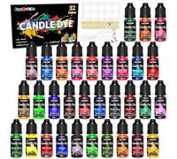 FansArriche Teinture liquide pour la fabrication de bougies - 32 couleurs pour bougies - Très concentrée - Pour la cire de soja et la cire de paraffine - 10 ml chacun