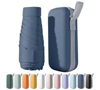 FANSEZQ Mini Umbrella UV Protection - Compact Portable Travel Folding Umbrella for Women & Men, Anti-UV Sun Shield Parasol (Bleu marine)