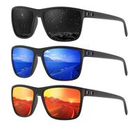 Fanshen Lunettes de soleil polarisées pour homme, protection UV, légères, conduite, pêche, golf, cyclisme, Lot de 3 : noir, bleu foncé et rouge, 58