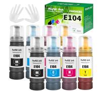 FANSHENG 104 Encre Compatible avec Epson 104 Bouteille d'encre Multipack pour ET-2720 ET-2711 ET-2810 ET-2811 ET-2814 ET-2820 ET-2821 ET-2851 ET-2812 ET-4800 ET-1810 ET-2825 (8 Pack 2BK/2C/2M/2Y)