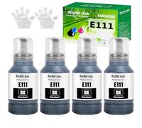 FANSHENG 111 Encre Compatible avec Epson 111 Multipack Bouteille d'encre pour ET-M1100 ET-M1120 ET-M1140 ET-M1170 ET-M1180 ET-M2120 ET-M2140 ET-M2170 ET-M3140 ET-M3170 ETM3180 (4 Pack Noir x 4)
