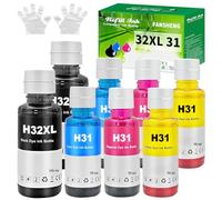 FANSHENG 32XL 31 Encre Compatible avec HP 32XL 31 Bouteille d'encre Multipack pour 5105 7005 7006 7305 7306 7605 315 319 455 515 (2 Pack 2 Noir/2 Cyan/2 Magenta/2 Jaune)