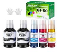 FANSHENG GI50 GI-50 Encre Compatible avec Canon GI 50 Bouteille d'encre Multipack pour PIXMA G5050 G6050 G7050 GM2050 GM4050 (4P BK/C/M/Y)