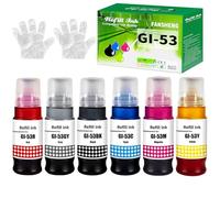 FANSHENG GI53 Encre Compatible avec Canon GI-53 GI 53 Bouteille d'encre Multipack pour PIXMA G650 G550 Imprimante (6-Pack, Noir/Cyan/Magenta/Jaune/Rouge/Gris)