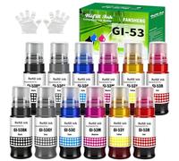 FANSHENG GI53 Encre Compatible avec Canon GI-53 GI 53 Bouteille d'encre Multipack pour PIXMA G650 G550 Imprimante (12 Pack, 2 Noir/2 Cyan/2 Magenta/2 Jaune/2 Rouge/2 Gris)
