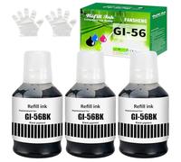 FANSHENG GI56 Encre Compatible avec Canon GI-56 GI 56 Bouteille d'encre pour MAXIFY GX7050 GX6050 GX5050 GX4050 GX3050 (3 Pack, Noirx3)