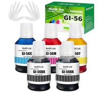 FANSHENG GI56 Pigment Encre Compatible avec Canon GI-56 GI 56 Bouteille d'encre Multipack pour MAXIFY GX7050 GX6050 GX5050 GX4050 GX3050 (5 Pack 2BK/C/M/Y)