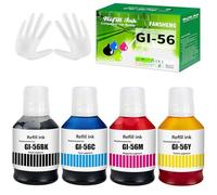 FANSHENG GI56 Pigment Encre Compatible avec Canon GI-56 GI 56 Bouteille d'encre Multipack pour MAXIFY GX7050 GX6050 GX5050 GX4050 GX3050 (4 Pack BK/C/M/Y)
