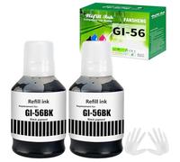 FANSHENG GI56 Pigment Encre Compatible avec Canon GI-56 GI 56 Bouteille d'encre pour MAXIFY GX7050 GX6050 GX5050 GX4050 GX3050 (2 Pack, Noirx2)