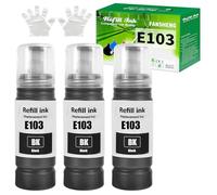 FANSHENG Lot de 103 cartouches d'encre compatibles avec Epson 103 C13T00S64A pour EcoTank L1200 L1210 L1250 L3100 L3110 L3111 L3116 L3150 L3151 L1110 L3250 L3250 3251 L3256 L3260 L3266 (lot de 3, noir