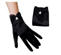 FANSHINUO 1 paire de gants de protection courts en satin pour la randonnée nocturne, les fêtes de mariage et les rassemblements élégants en nylon, Noir , taille unique