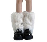 FANSHINUO 1 paire de jambières en fausse fourrure pelucheuses pour bottes longues - Cadeaux chauds pour femme et fille - Jambières pour bottes d'hiver en fourrure, blanc, J
