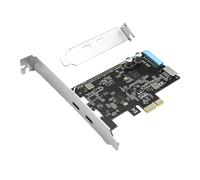FANSHINUO Carte hub PCIe vers USB C double port avec alimentation indépendante 10 Gbit/s rapide plaque arrière en métal refroidissement extension USB C pour PC