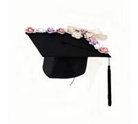 FANSHINUO Casquette de remise de diplôme unisexe avec fleur élégante pour cérémonie de lycée et université, chapeau académique réglable