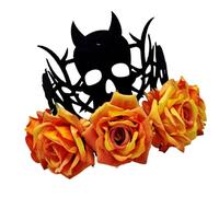 FANSHINUO Coiffe de sorcière diable pour Halloween avec roses décoratives en tissu doux couronnes en tissu de fleur de mort