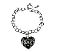 FANSHINUO Collier à maillons cubains pour femme avec pendentif en forme de cœur, longueur réglable, bijou fait à la main pour femme, as the pic show, Métal