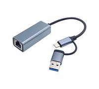FANSHINUO Deux ports USB A Type C vers RJ45 Gigabit Adaptateurs Détection automatique Pas besoin de pilote Portable pour bureau Gaming Voyage Adaptateurs USB vers Ethernet