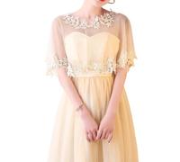 FANSHINUO Exquisited Capelet en dentelle pour cérémonie de mariage de mariée avec design pull sans cravate nécessaire pour un style rapide en dentelle respirante Capelet de mariage, champagne, Taille