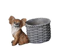 FANSHINUO Figurine de chien en résine - Panier de fleurs d'extérieur et d'intérieur - Solution de rangement pour plantes - Décoration animale - Statue de jardin pour chien