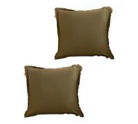 FANSHINUO Housse de coussin à franges en velours avec pompons pour canapé, chambre à coucher, 45,7 x 45,7 cm