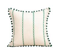 FANSHINUO Housse de coussin élégante avec pompons - 45 x 45 cm - En polyester doux - Décoration pour salon, lit