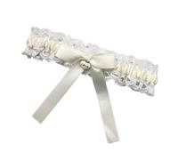 FANSHINUO Jarretière élastique avec bordure en dentelle et nœud pour cérémonie formelle, accessoires traditionnels de mariée, jarretière en dentelle, beige, taille unique