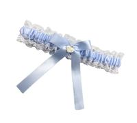 FANSHINUO Jarretière élastique avec bordure en dentelle et nœud pour cérémonie formelle, accessoires traditionnels de mariée, jarretière en dentelle, Bleu d'eau, taille unique