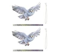 FANSHINUO Lot de 2 décorations à suspendre anti-oiseaux avec chouette double face et cordes pour l'installation de la cour Ruban réfléchissant Pigeons Repousse Ornements