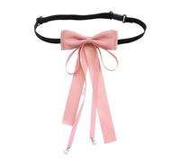 FANSHINUO Nœud papillon élégant pour femmes et filles - Longue pré-nouée - Perles réglables - Broche - Nœud papillon - Nœud papillon, Réglage de la poudre coréenne, taille unique