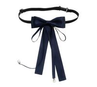 FANSHINUO Nœud papillon élégant pour femmes et filles - Longue pré-nouée - Perles réglables - Broche - Nœud papillon - Nœud papillon, ruban bleu foncé, taille unique