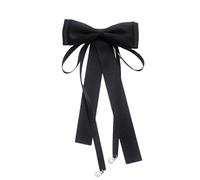 FANSHINUO Nœud papillon élégant pour femmes et filles - Longue pré-nouée - Perles réglables - Broche - Nœud papillon - Nœud papillon, Broche noire., taille unique