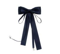 FANSHINUO Nœud papillon élégant pour femmes et filles - Longue pré-nouée - Perles réglables - Broche - Nœud papillon - Nœud papillon, Broche bleu foncé, taille unique