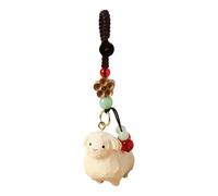 FANSHINUO Porte-clés mouton en bois massif sculpté figurine d'agneau miniature décoration de bureau Sprise pour anniversaire, Noël, sculpture miniature en bois pour anniversaires