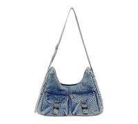 FANSHINUO Sac à bandoulière unisexe en jean - Design délicat - Pratique - Lavable - Solution de transport compacte - Sac à bandoulière de voyage organisationnel, bleu, One Size