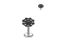 FANSING Piercing labret en forme de toile d'araignée en acier chirurgical pour Halloween, 20 Gauge 5mm, Acier inoxydable, Pas de pierre précieuse