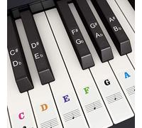 Fansjoy Autocollants pour clavier ou piano 37, 49, 54, 61, 88 touches Musique notes autocollants Blanc et noir clés Transparent et amovibles Parfait pour enfants et adultes