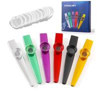 Fansjoy Lot de 6 Kazoo Metal, Kazoo Instrument en Alliage d'Aluminium avec 12 Membranes de Flûte