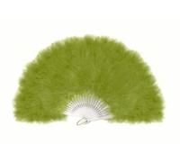 FANSOF.FANS Éventail à main en plumes de marabout de 45 cm, pour déguisement, mariage, fête, séance photo vintage (vert olive)